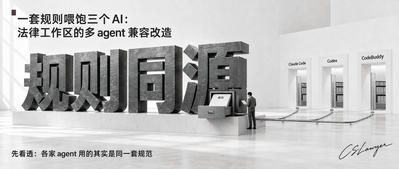 一套规则喂饱三个 AI：法律工作区的多 agent 兼容改造封面图